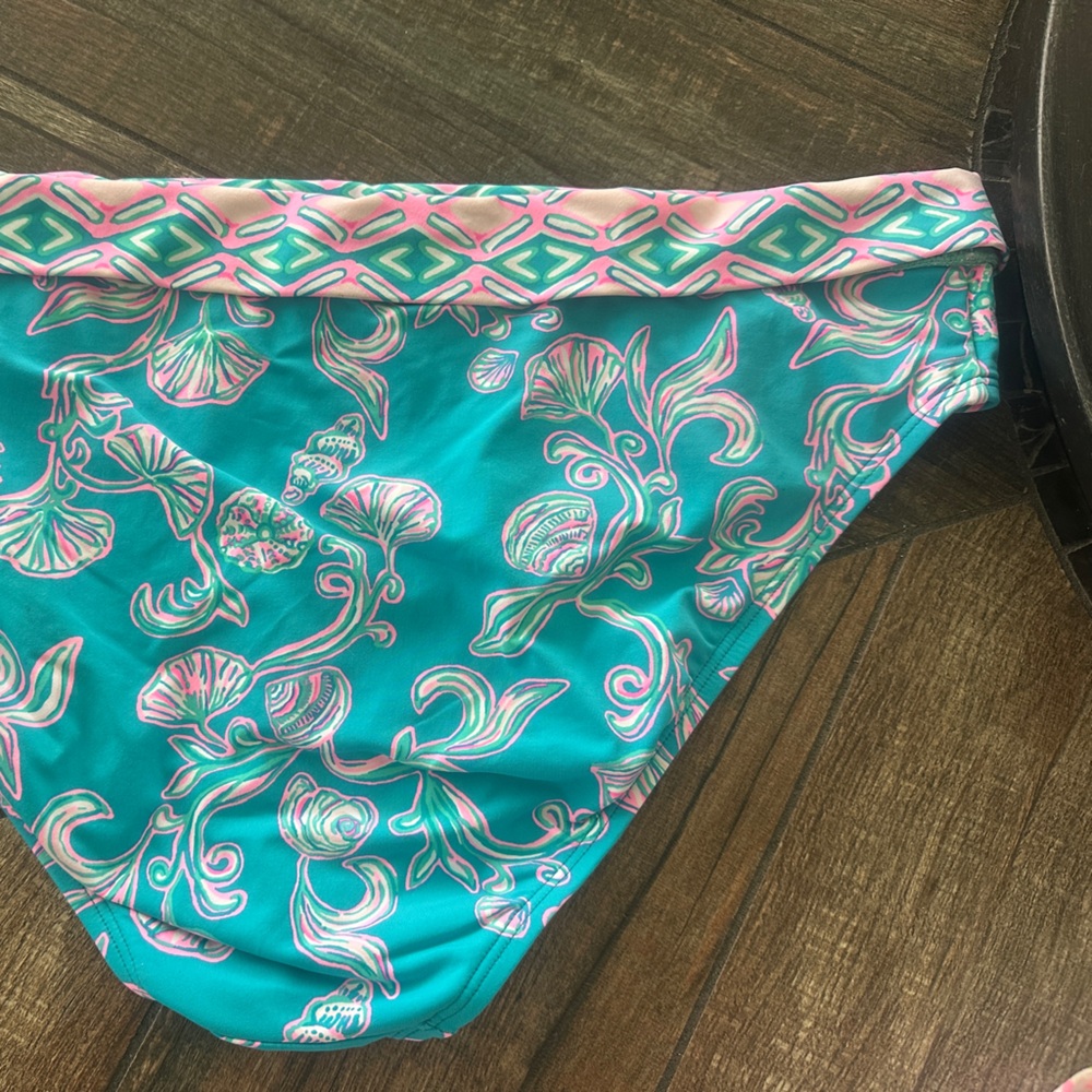 Lilly Pulitzer Teal and Pink Floral Bikini Bottom